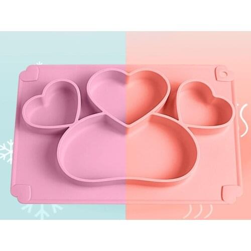 Silicone Bowl for Baby Feeding Teether Baby Toys 0-12 Months Dinosaur Cartoon Feeding Set Baby Tableware Baby Plate 2pc/Set