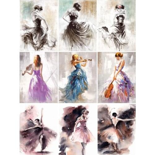 Modern Abstract Colorful DIY Diamond Painting Dance Girl Full Square Cross Stitch Diamond Mosaic Crystal Rhinstones Embroidery