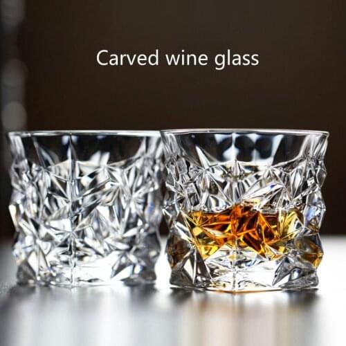 220ML Carving Flower Craft Whisky Vodka Glass Cup Tumbler Cup Household Cup Lead-free Wine Glass Bar Tools Whiskey Glassware