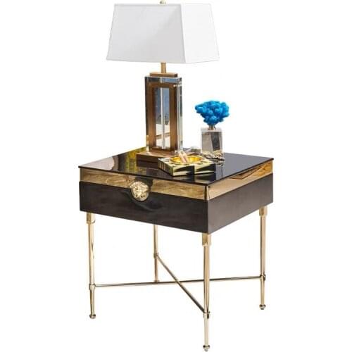 Light luxury black post-modern living room sofa corner table metal furniture stainless steel small coffee table customization