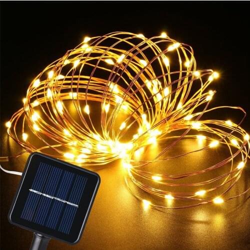Solar LED String Lights DIY Decoration Led Strip Fairy Light Outdoor Indoor Copper Wire For Christmas Tree Wedding Party Garden