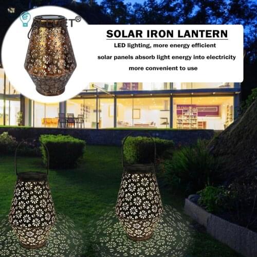 LED Solar Projection Lamp Lantern Outdoor Hanging Light Metal Waterproof Table Lamp Portable Lawn Lamp Garden Ornaments