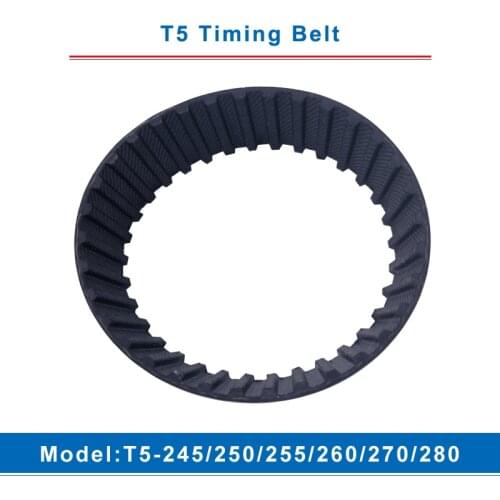 T5 Timing Belt Model T5-245/250/255/260/270/280 Rubber Belt Teeth Pitch 5mm Transmission Belt Width 10/15/20/25/30/35/40/45/50mm