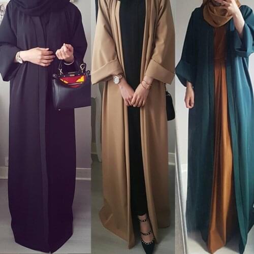 Turkey Open Abaya Muslim Hijab Dress Women Lace-up Big Swing Solid Kaftan Dubai Arab Long Robe Islamic Clothing Musulman Abayas