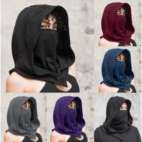 Unisex Halloween Costumes Medieval Mask Hat Cosplay Renaissance Hooded Cloak Assassin Black Gothic Vampire Accessories