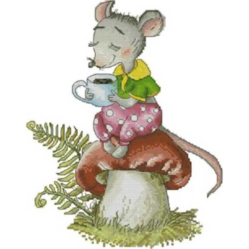 Mouses morning coffee patterns Counted Cross Stitch 11CT 14CT 18CT DIY Chinese Cross Stitch Kits Embroidery Needlework Sets
