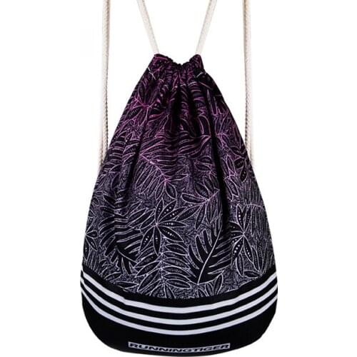 High Quality Nylon Drawstring Bag Leaf Pattern Anti Theft Sack Beach Women Men Travel Storage Package Teenagers School Backpack