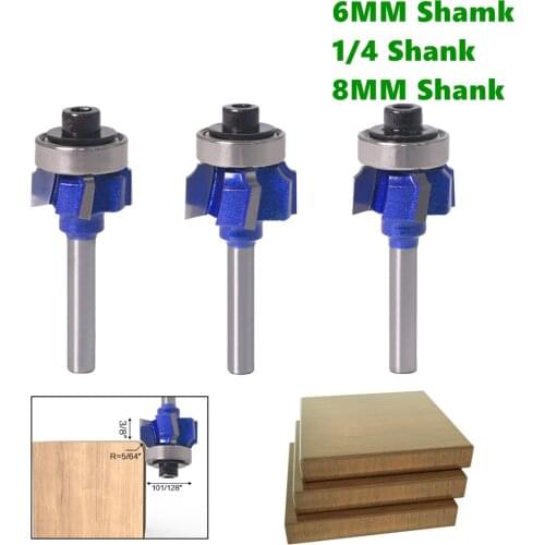 1pc R1 R2 R3 Trim Edging Woodworking Mill Classical Cutter Bit 6mm or 1/4mm or 8mm Shank Z4 Corner Round Router Bit for Wood