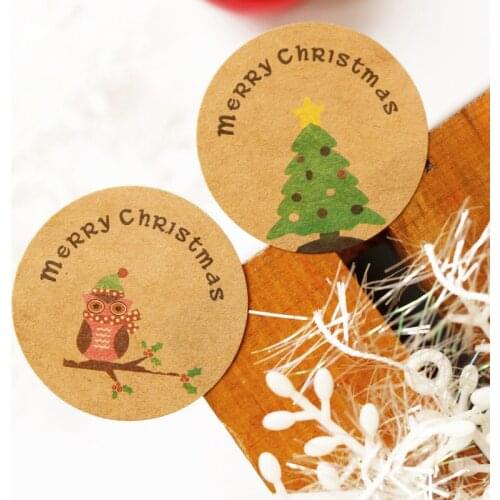 102pcs Owl Tree Merry Christmas Gift Stickers DIY Scrapbooking Envelope Sealing Labels Stationery Sticker Baking Package