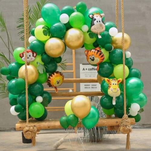 120pcs Creative Latex Balloon Arch Garland Green Jungle Theme Suit Kids Birthday Party Shop Event Background Wall Decoration