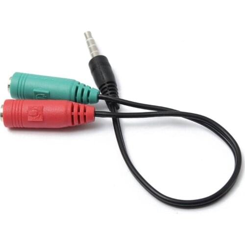 3.5mm AUX Audio Mic Splitter Cable Earphone Headphone Adapter Male To 2 Female
