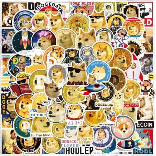50/100PCS Dogecoin Shiba Inu Graffiti Sticker Luggage Laptop Mobile Phone Stickers
