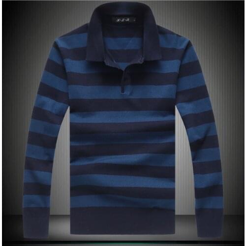6XL 7XL 8XL Oversized Striped top quality Autumn And Winter casual thick Men Long sleeve POLO Shirt 9866