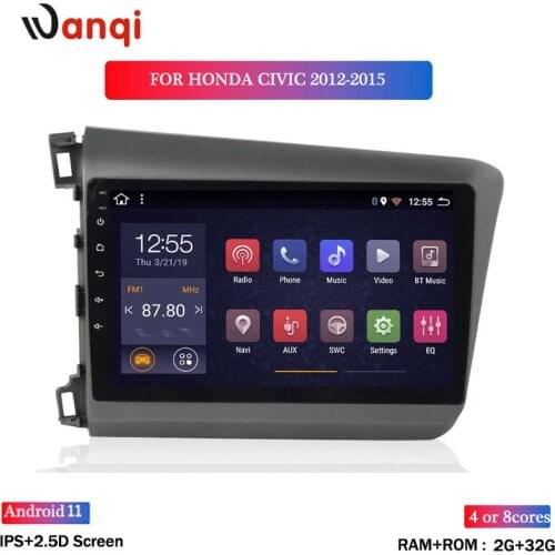 Wanqi 2G+32G 9 inch Android 8.1 HD Touch Screen Car Audio Player for Honda Civic 2012-2015 GPS Navigation BT RDS WiFi NO DVD