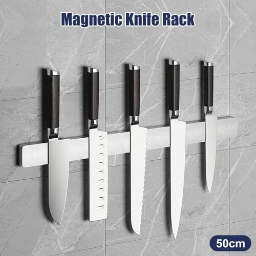 Behogar 20inch Magnetic Knife Holder Stand Stainless Steel Strong Adhesive Wall-mounted Knife Rack Bar for Kitchen Accessories