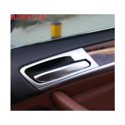 BJMYCYY 4PCS/SET stainless steel Car styling Interior Door Handle Cover Trim Door Bowl decoration for BMW X5 X6 F15 F16 E70 E71