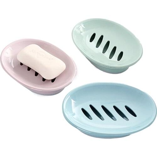 1pc Portable Soap Dish Holder Classic Oval Shape Double Layer Draining Sponge Soap Tray for Kitchen Sink Bathroom