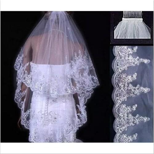Cheap Wholsale Two Layears White Ivory Wedding Veil Bridal Veil Short Tulle Veils Wedding Accessories