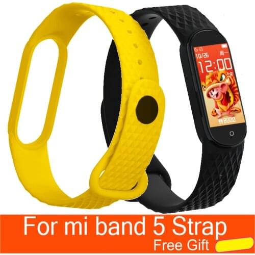 For Xiaomi Mi Band 5 NFC Strap Bracelet for Mi Band5 Straps Wrist Wristbands Carving Grain For Mi Band 5 Strap Global Version