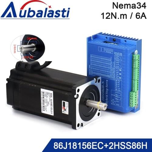 JMC NEMA 34 Hybrid Closed Loop Motor Driver Set 12N.m Speed 0-2000rpm 6A Shaft Dia.14mm Stepper Motor Driver 86J18156EC+2HSS86H