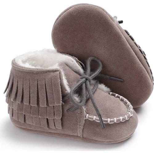 E&Bainel Fashion New Baby Girl Winter Booties Shoes Warm Newborn Toddler First Walkers Boots Fringe Anti-slip Baby Snow Booties