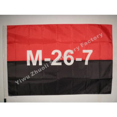 Cuban 26th Of July Movement Flag 150X90cm (3x5FT) 120g 100D Polyester Double Stitched High Quality Free Shipping