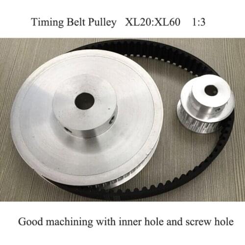 Timing Belt Pulley Kit XL20: XL60 Reduction 3:1 20teeth 60teeth Shaft Center Distance 100mm Engraving Machine Accessories
