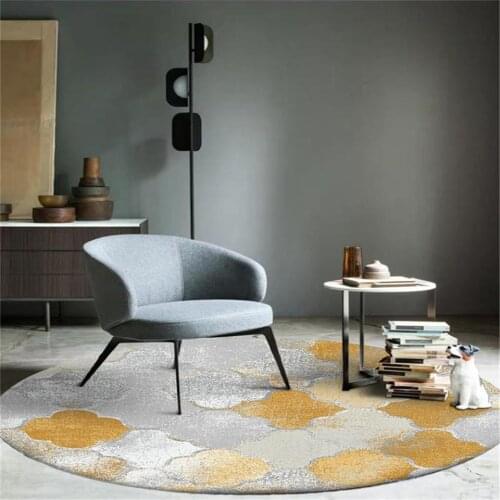 Nordic Old Style Orange Gray Geometric Floral Round Rug Carpet Living Room Morocco Decoration Mat Bedside Tables For Bedroom