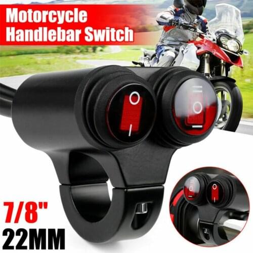 7/8'' 22mm Motorcycle Switch Handlebar Headlight Fog Spot Light Dual on off Switch 12v Motorbike Accessories Waterproof