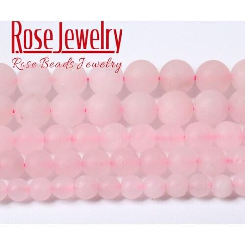 Natural Dull Polish Pink Rose Quartz Crystal Beads Matte Stone Round Loose Beads For Jewelry Making DIY Bracelets 4 6 8 10 12mm