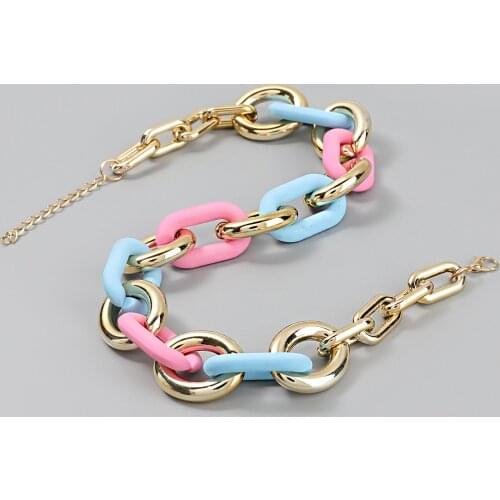 Pauli Manfi Fashion Metal Candy Color Resin Necklace Womens Creative Popular Sweater Chain Party Accessories