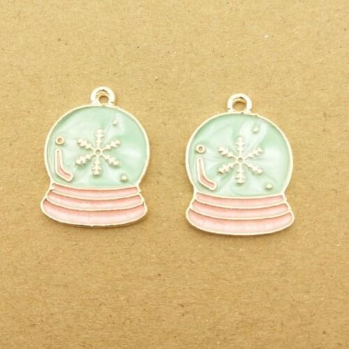 10pcs 16x21mm snowflake ball enamel charm for jewelry making cute earring pendant bracelet necklace charms diy charm