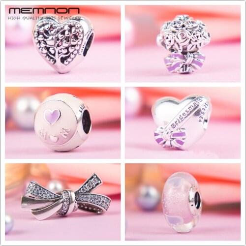 Memnon Mothers day collection love mom best bridesmaid charms 925 sterling silver hearts beads fit bracelets diy gift to mom