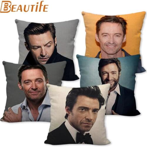 Custom Hugh Jackman Pillowcase Wedding Decorative Cotton Linen Pillow Case For Home Pillow Cover 45X45cm One Side