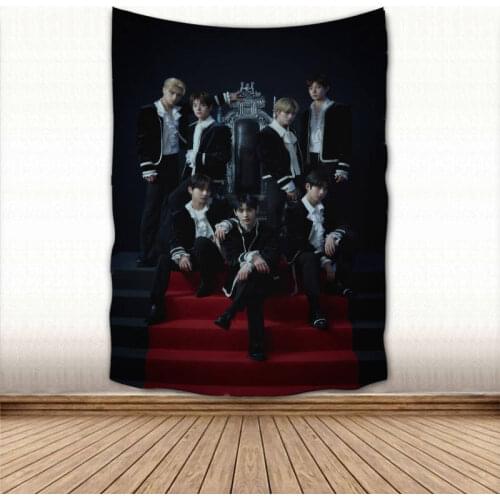 Custom ENHYPEN KPOP Tapestry Colorful Psychedelic Decorative Carpet Wall Fabric For Living Room Bedroom Tapestries Accessories