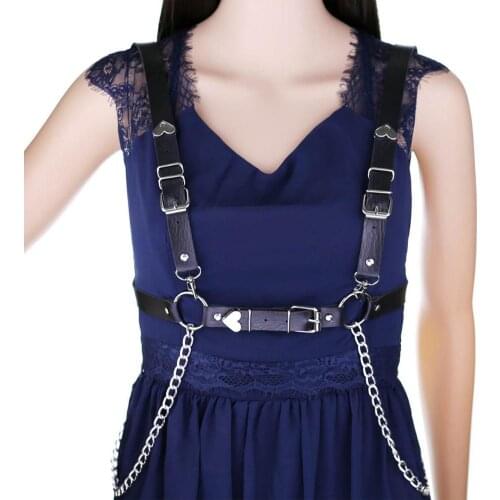 Fashion Harajuku Punk Belt For Women Eyelet Grommet Metal Buckle Waist Strap Love chain chest strap sling body strap