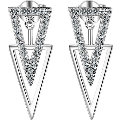 Luxury 925 Sterling Silver Women Engagement earring Full Paved CZ Stone Silver Color Elegant Simple Female Jewelry earrings