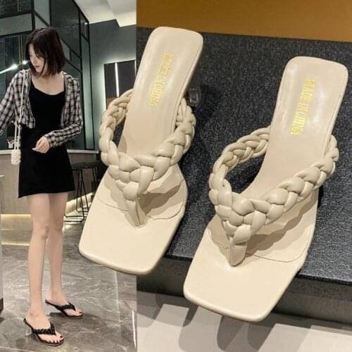 IF IFOND Fashion Summer Women Slippers Outside Comfort Transparent High Heel Casual Shoes Female Beach Peep Toe Flip Flops