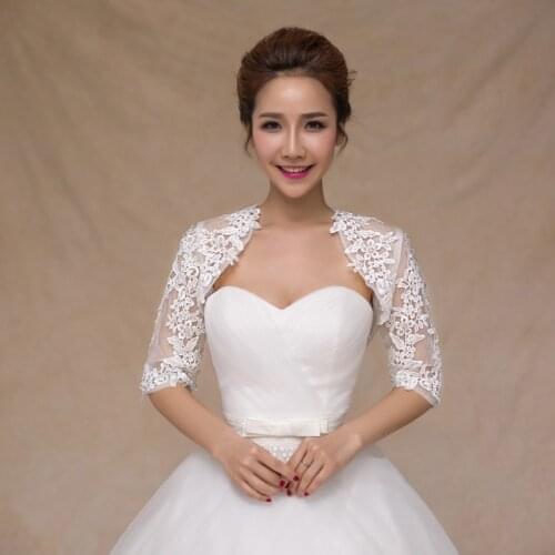 New Arrival Wedding Jacket for Wedding Dress Bolero Shawl Wraps Half Sleeves Applique Wedding Accessories