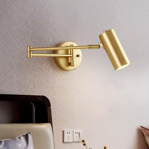 Indoor Lighting Fixtures LED Wall Lamp Lighting /Adjustable Angle/ Length Wall Sconce Bedside Decor Golden Wall Light AC85-265V