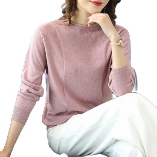 Womens Sweater 2020 New Autumn Winter Loose Half-high Collar Long-sleeved Pullover Knit Bottoming Tops XA219