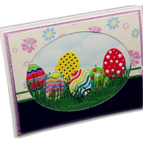 Cutting dies Easter Eggs Grass Border metal cutting dies Stencil for DIY Scrapbooking Paper Card Making embossing craft dies