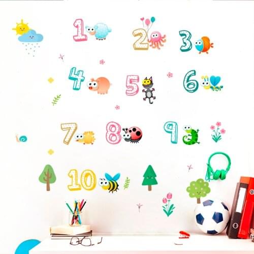 Funny Insect Numbers 1 To 10 Wall Sticker Kids Room Bedroom Study Room Home Decor Decoration Accessories Wallpaper Wall Decals