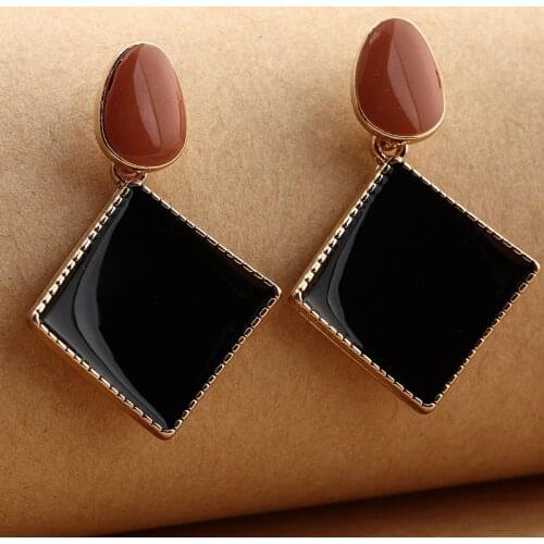 LATS All-match Hit Color Geometric Drop Earrings for Women Alloy Oil Drop Square Dangle Earrings Fashion Jewelry Brincos Earings