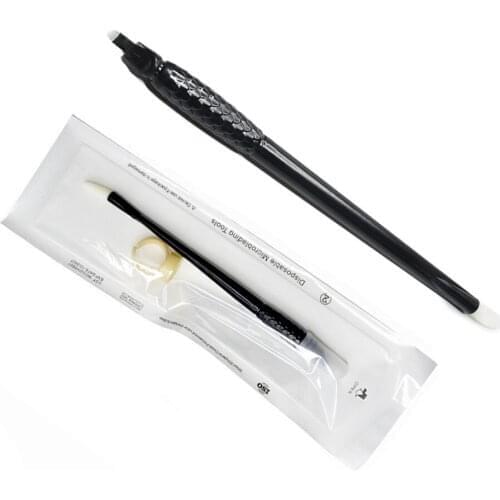 10pcs New 0.18mm/0.15mm Disposable Tattoo Manual Pen 18 U with Ring Cup Microblading Pen Lamina Tebori 18U Eyebrow Lip Pen