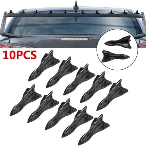 10pcs Carbon Fiber Pattern Car Auto Shark Fin Diffuser Vortex Generator Wing Roof Spoiler Bump DIY Parts