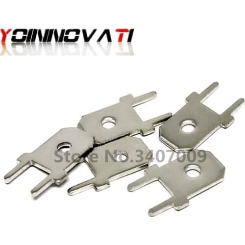 100pcs 6.3mm Wiring PCB PCB Welded Terminals 0.8mm Thick Pie Crimp Terminals 6.3 Insert spring insert