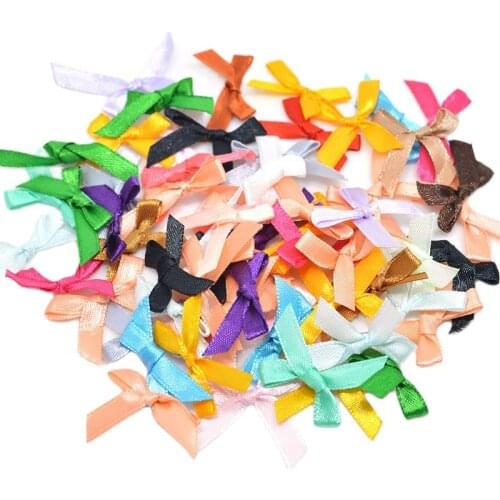 100pcs Mini Satin Ribbon Flowers Bows Gift DIY Craft Wedding Decoration Ornament scrapbooking decoration accessories