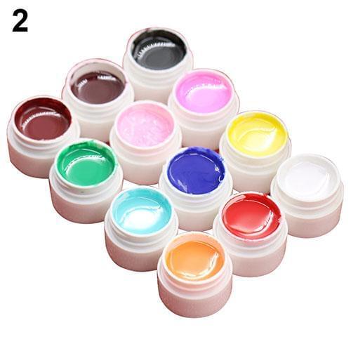 12/16 Pcs multi-Colors Professional Glitter Acrylic UV Gel Builder Nail Art Tips Set For Art Tips Manicure Set Extension Gel