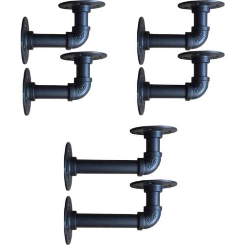 2pc Industrial Wall Mounted Iron Pipe Shelf Bracket Floating Holder Storage Rack